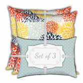 Set Of Three 18" X 18" Seafoam And White Zippered Floral Throw Indoor Outdoor Pillow